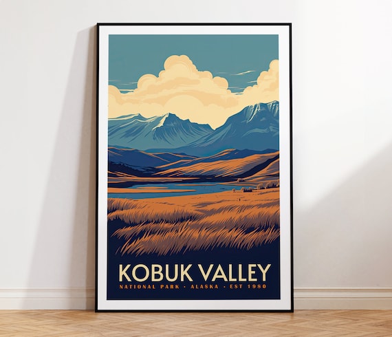 Kobuk Valley Alaska National Park Retro Wilderness Travel Poster