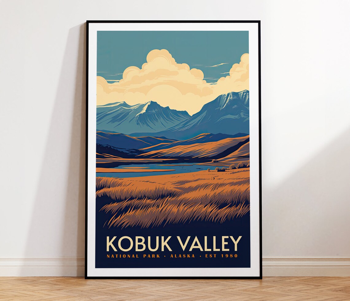 Kobuk Valley Alaska National Park Retro Wilderness Travel Poster