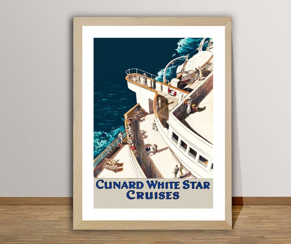 Cunard White Star Cruises Vintage Travel Poster Cruise Lovers Travel White Star Memory Print Gift Idea Wall Decor