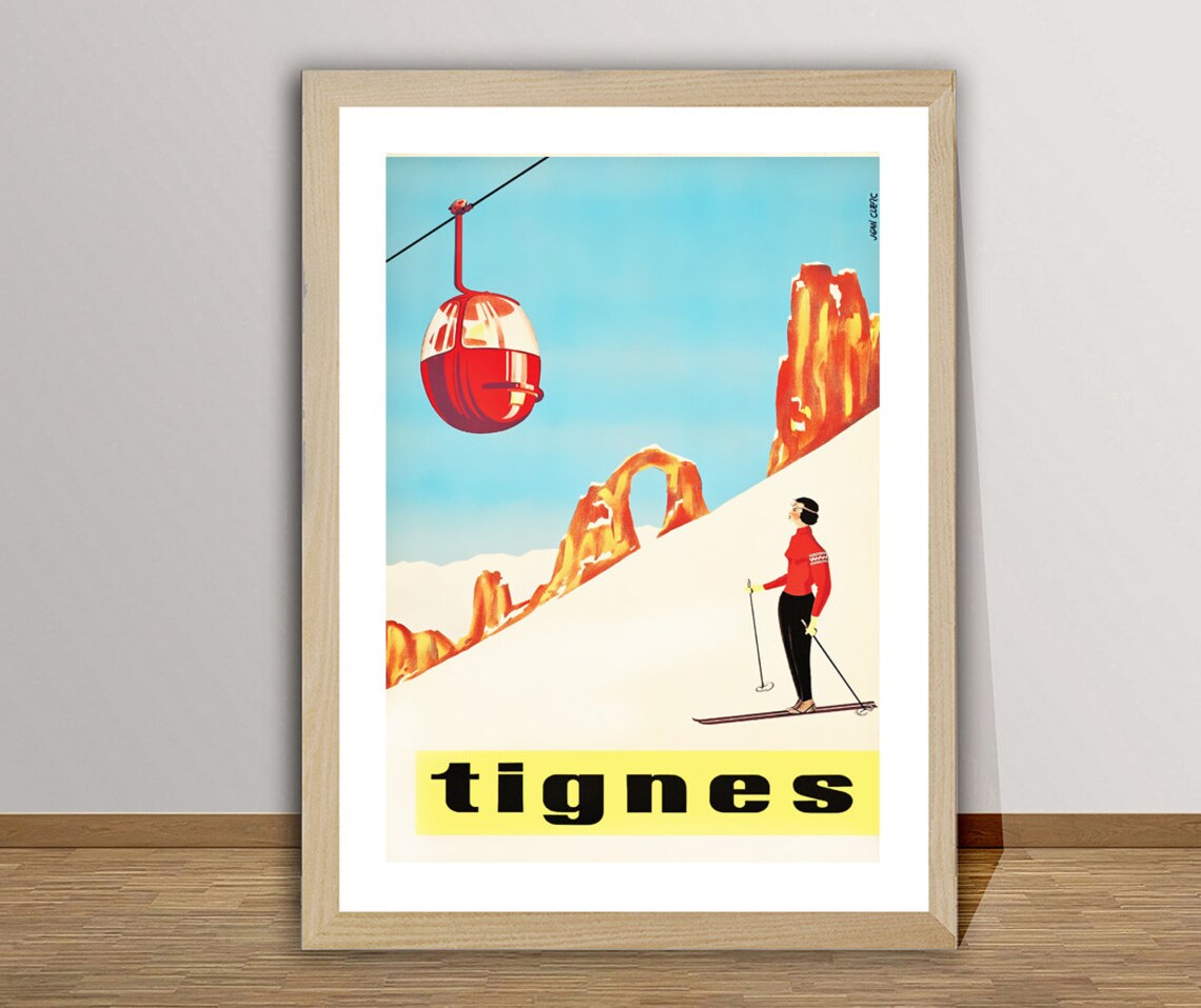 Tignes France Vintage Travel Poster, Travel Poster