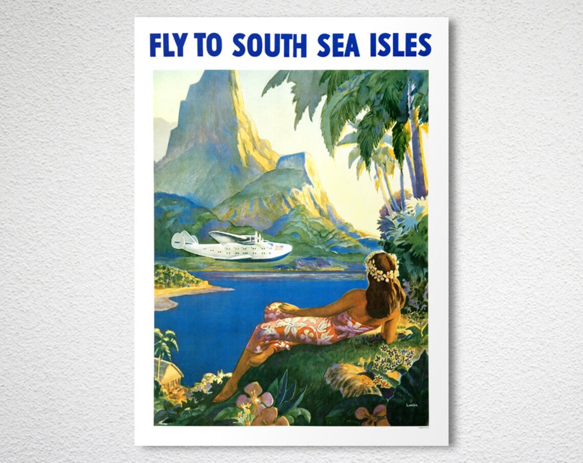 Fly To South Sea Isles Vintage Travel Poster - Image 2