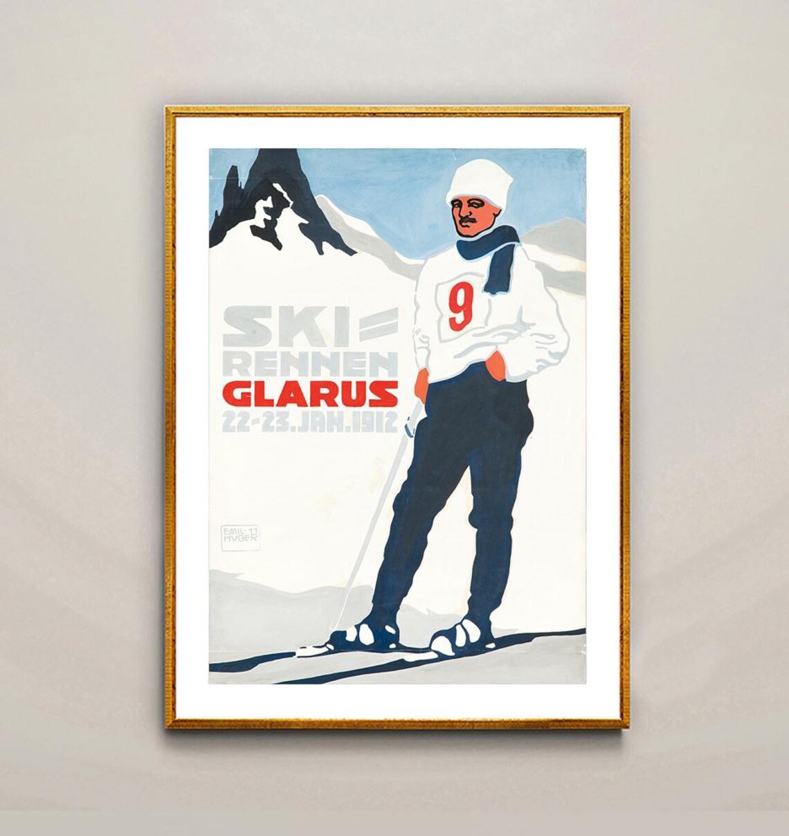 Ski Rennen Glarus 1912 Vintage Swiss Alpine Ski Race Sport Poster - Image 2