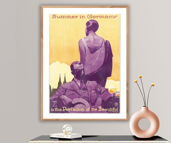 Summer in Germany Vintage German Travel Mark Twain Quote Poster