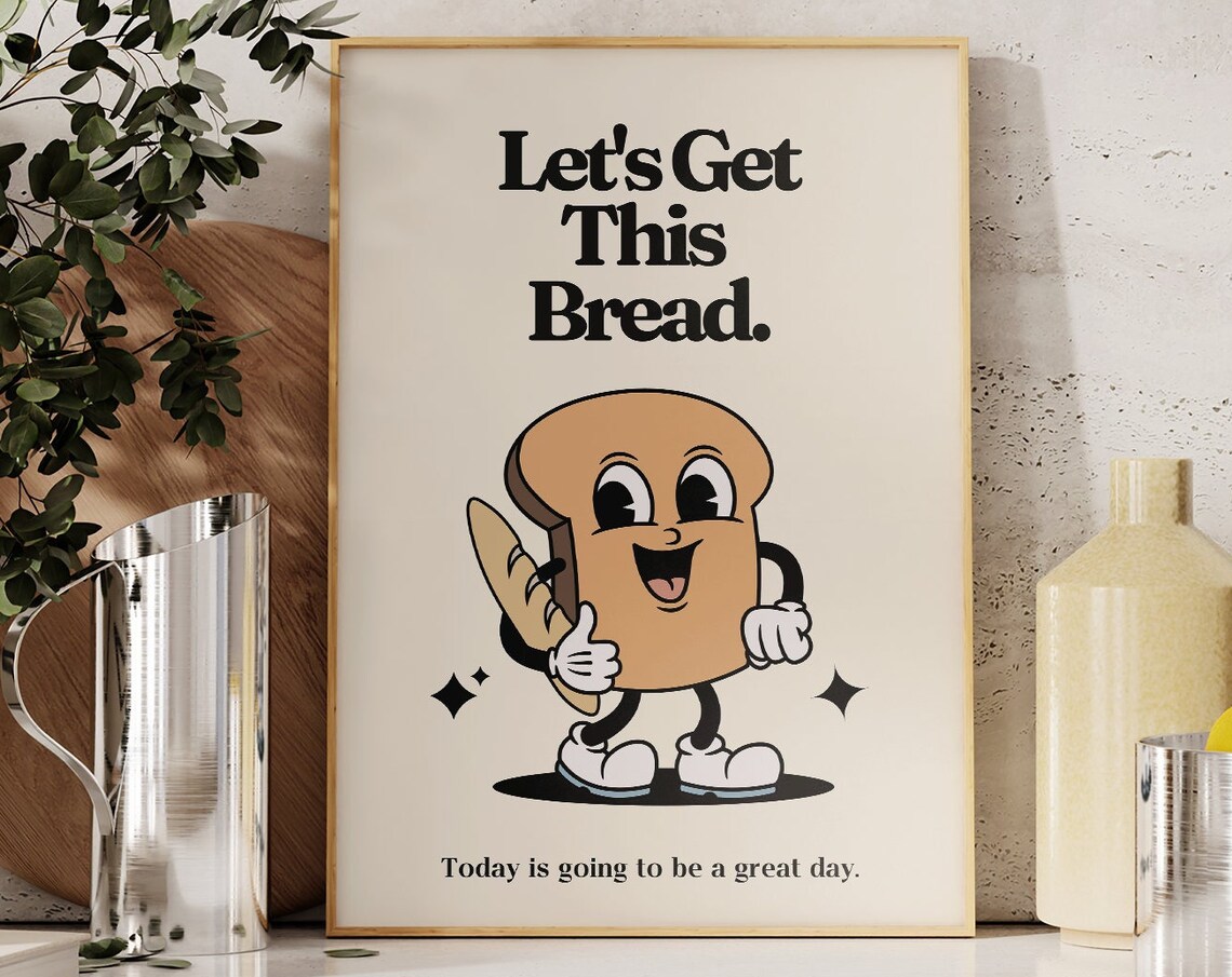 Lets Get This Bread Retro Mascot Art Print