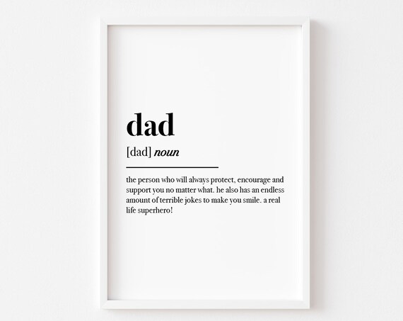 Dad Definition Noun Dictionary Art Minimalist Fathers Day Quote Poster