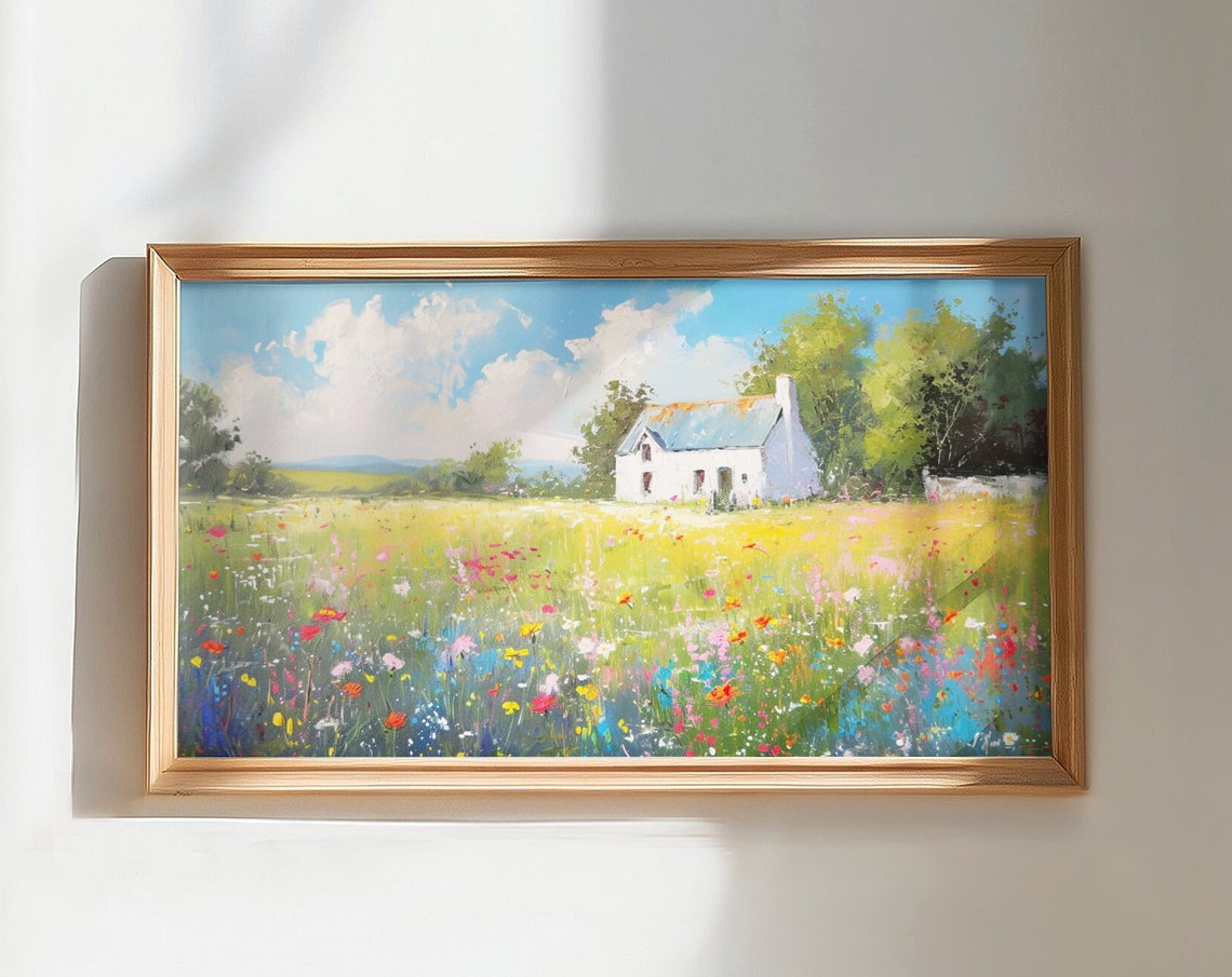 Springtime Frame Tv Art Spring Frame Wall Decor Rustic Vintage Farmhouse Oil Painting 16 X 9 4k - Image 2