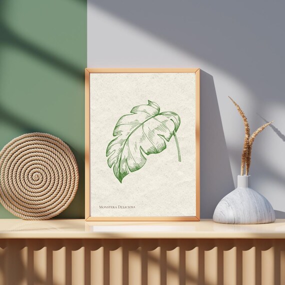 Monstera Botanical Wall Art Print Vintage Minimalist Home Decor Instant For Framing In Multiple Sizes