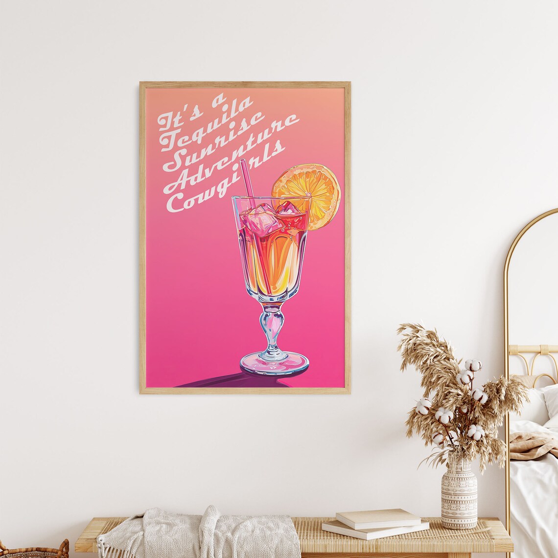 Tequila Sunrise Adventure Cowgirls Cocktail Retro Art Poster - Image 4