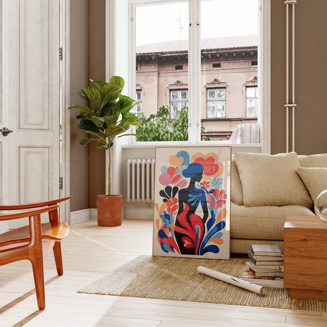 Colorful Female Silhouette Floral Abstract Modern Woman Art Poster - Image 7
