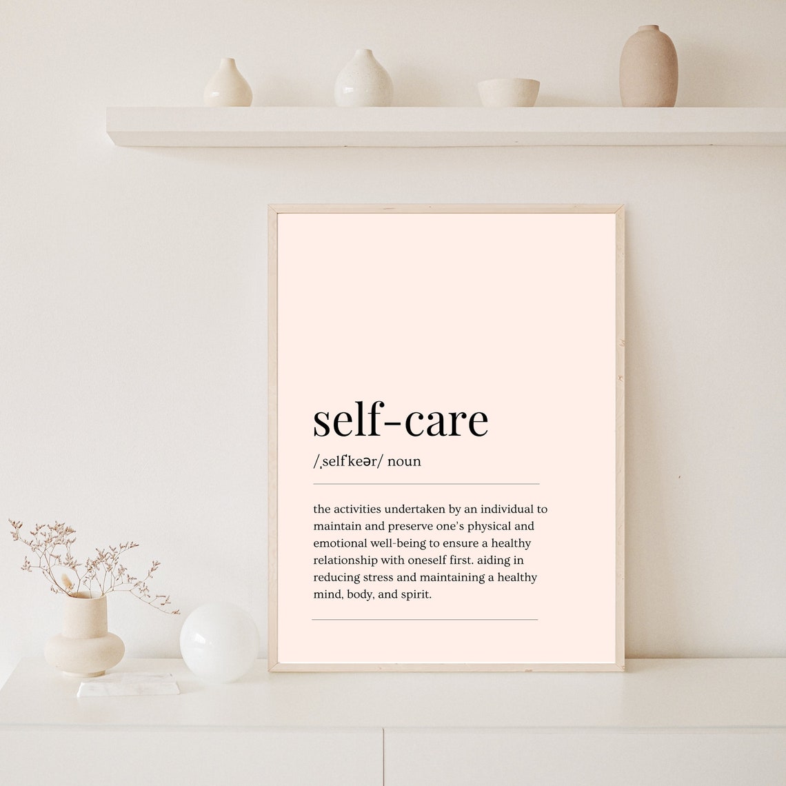 Self Care Definition Blush Minimalist Wellness Decor Wall Poster - Image 6