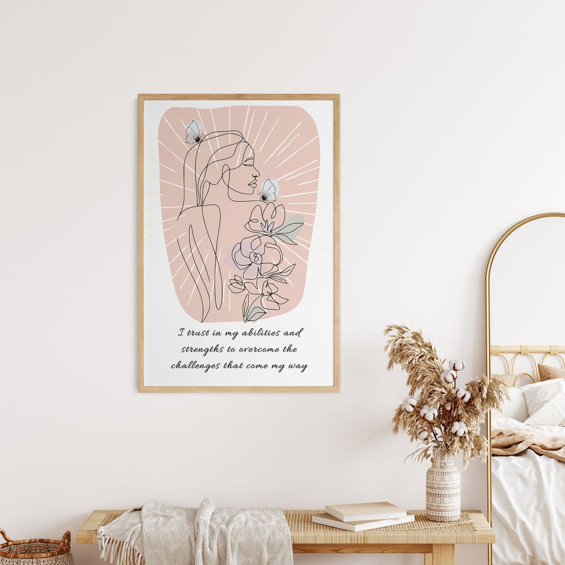 Trust Your Strengths Self Belief Boho Line Art Woman Wall Print - Image 6