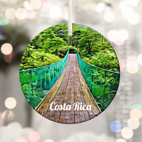 Costa Rica Rainforest Hanging Bridge Canopy Travel Ornament Poster