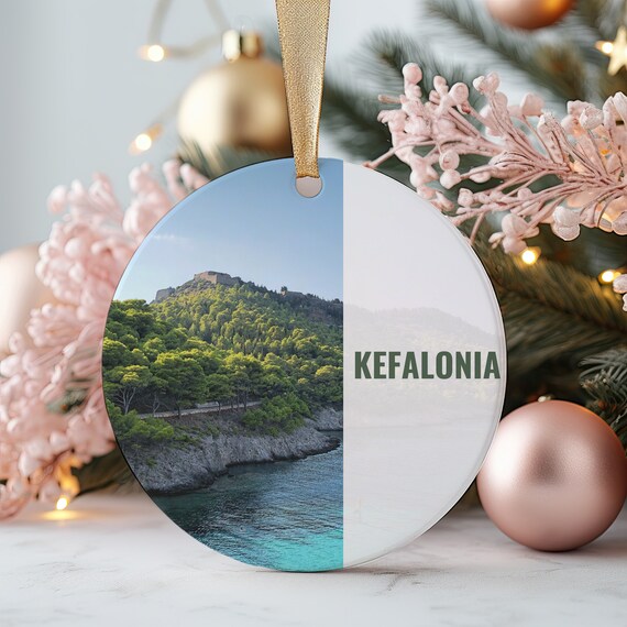 Kefalonia Greece Castle Hill Bay Coast Island Travel Ornament Poster