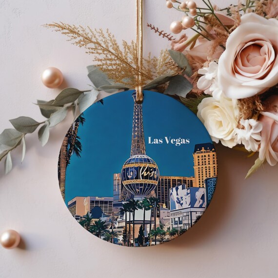 Las Vegas Eiffel Tower Night Strip Travel Souvenir Ornament Wall Art
