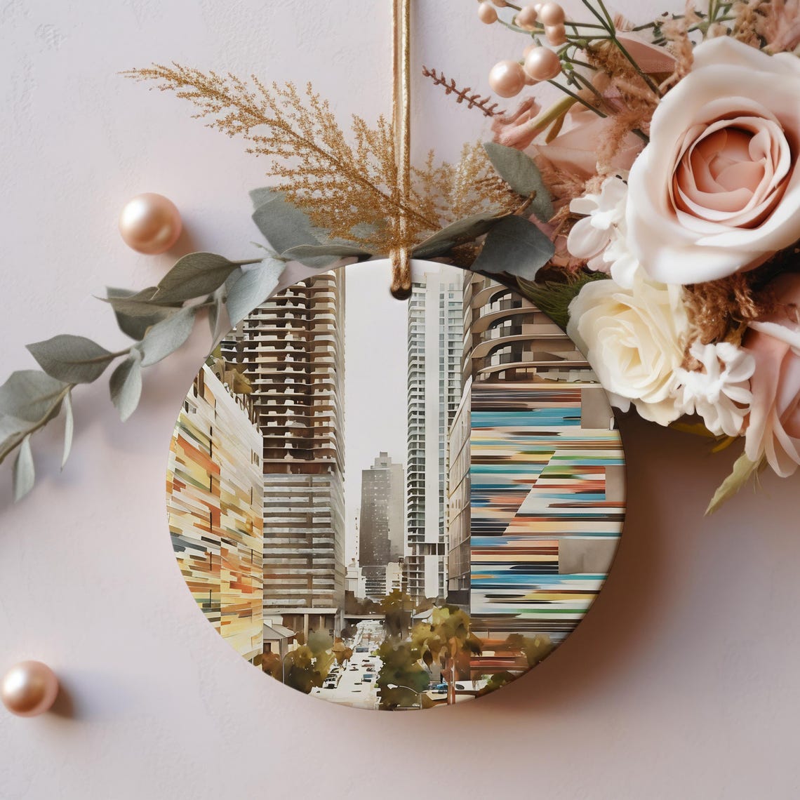 Brickell Miami Skyline Skyscrapers Art Christmas Ornament Print