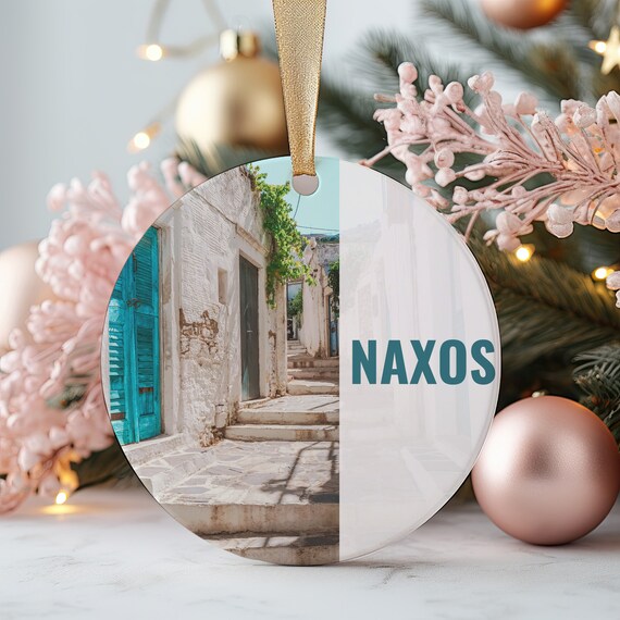 Naxos Greece Greek Island Street Scene Christmas Ornament Print