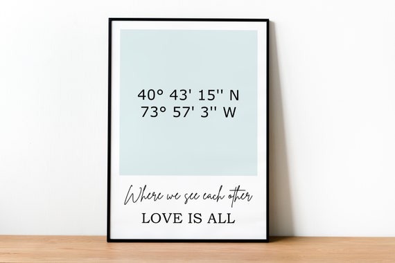 Personalized Coordinates Custom Print Location Valentines Day Gift Customizable For Him Her Couple