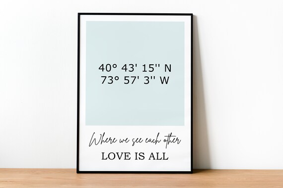 Personalized Coordinates Where We See Each Other Love Is All Poster