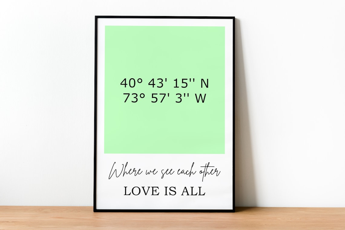 Personalized Coordinates Custom Print, Valentines Gift