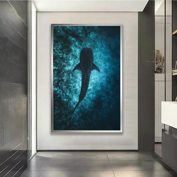 Whale Framed Art Print Blue Ocean Photography