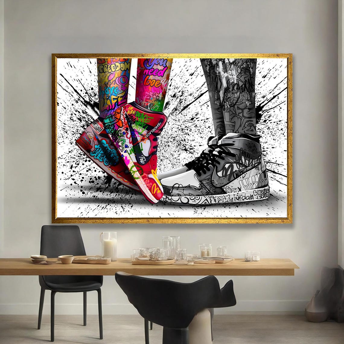 Colorful Graffiti High Top Sneakers Urban Street Pop Art Poster