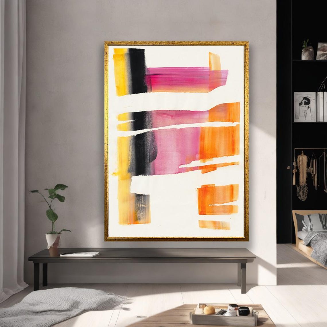 Vibrant Abstract Expression Bold Colorful Canvas Art