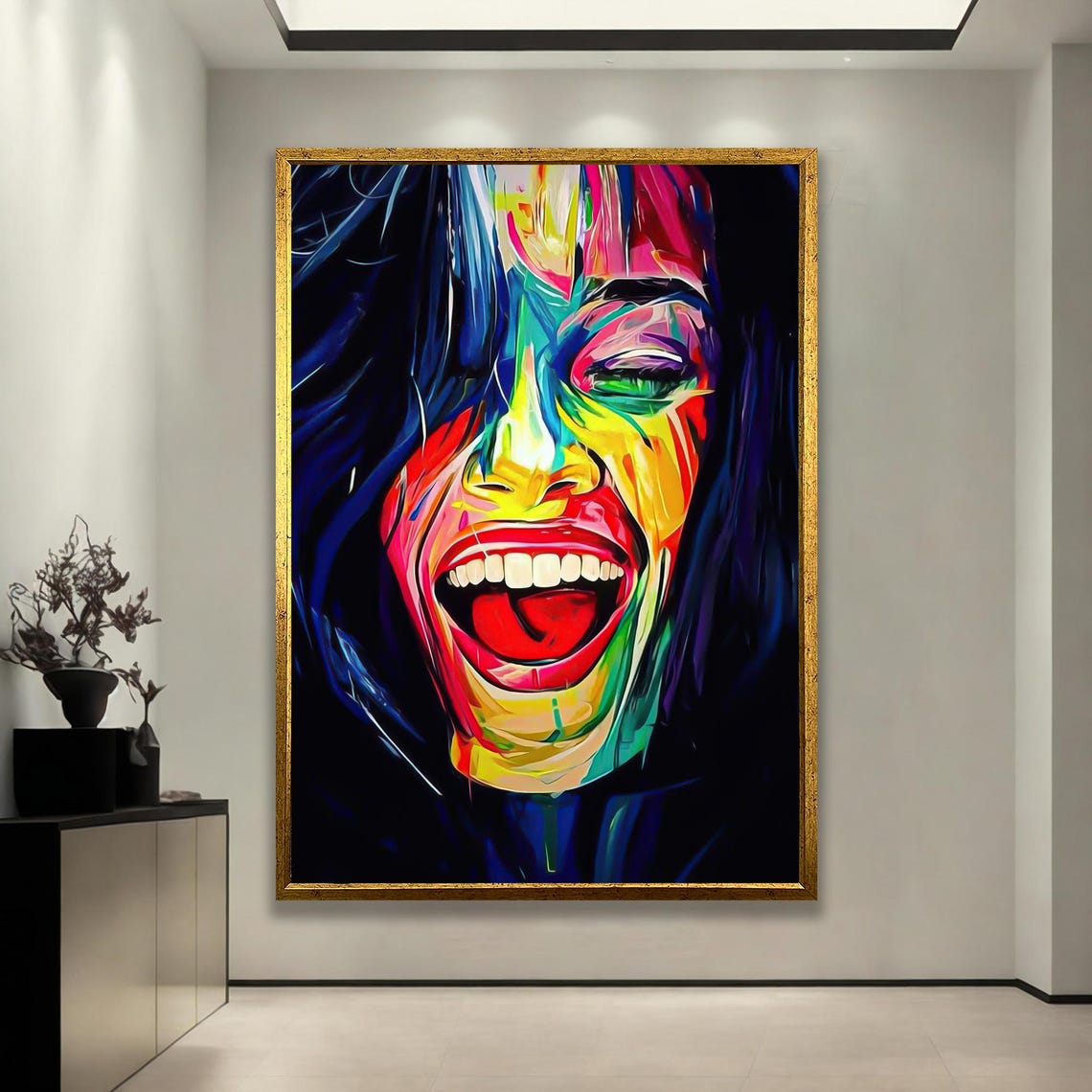 Laughing Face Framed Print Abstract Expressionism Pop Art
