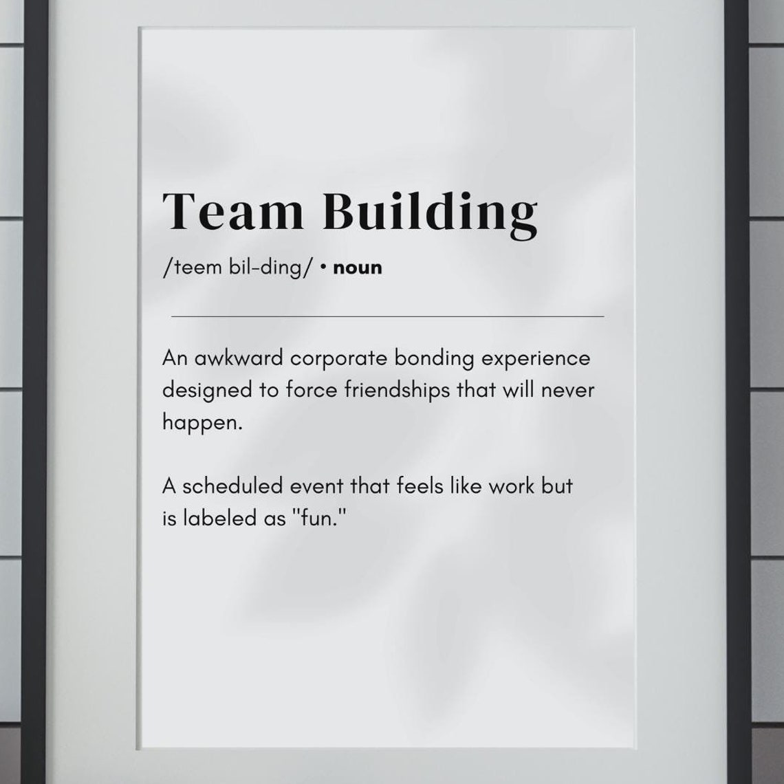 Team Building Funny Definition Dictionary Style Office Humor Poster