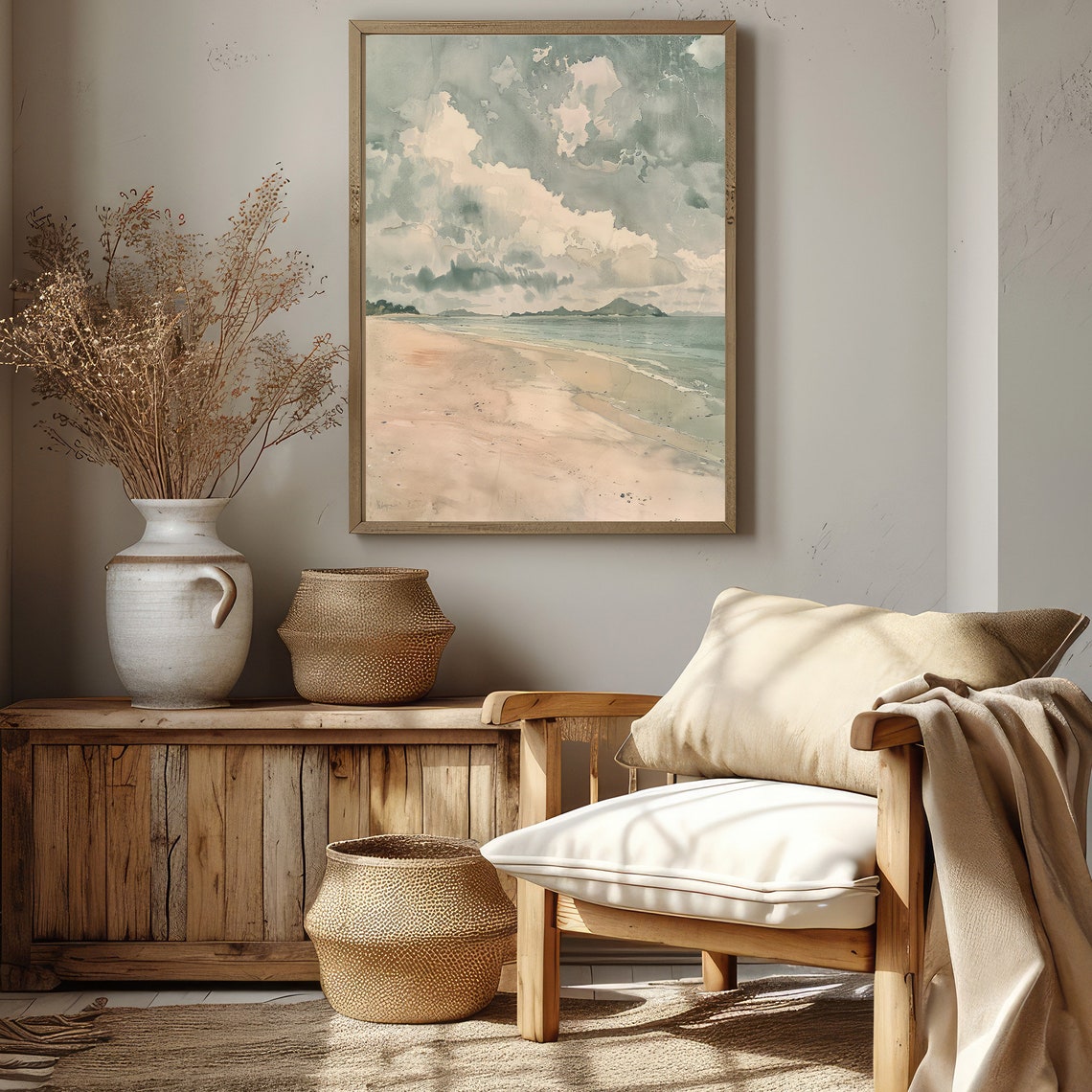 Beach Vintage Painting, Coastal Decor - Image 2