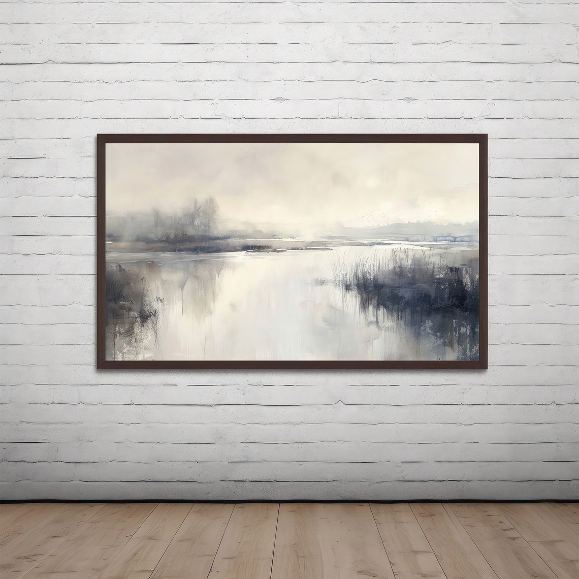 Soft Neutral Abstract Misty River Watercolor Minimalist Poster