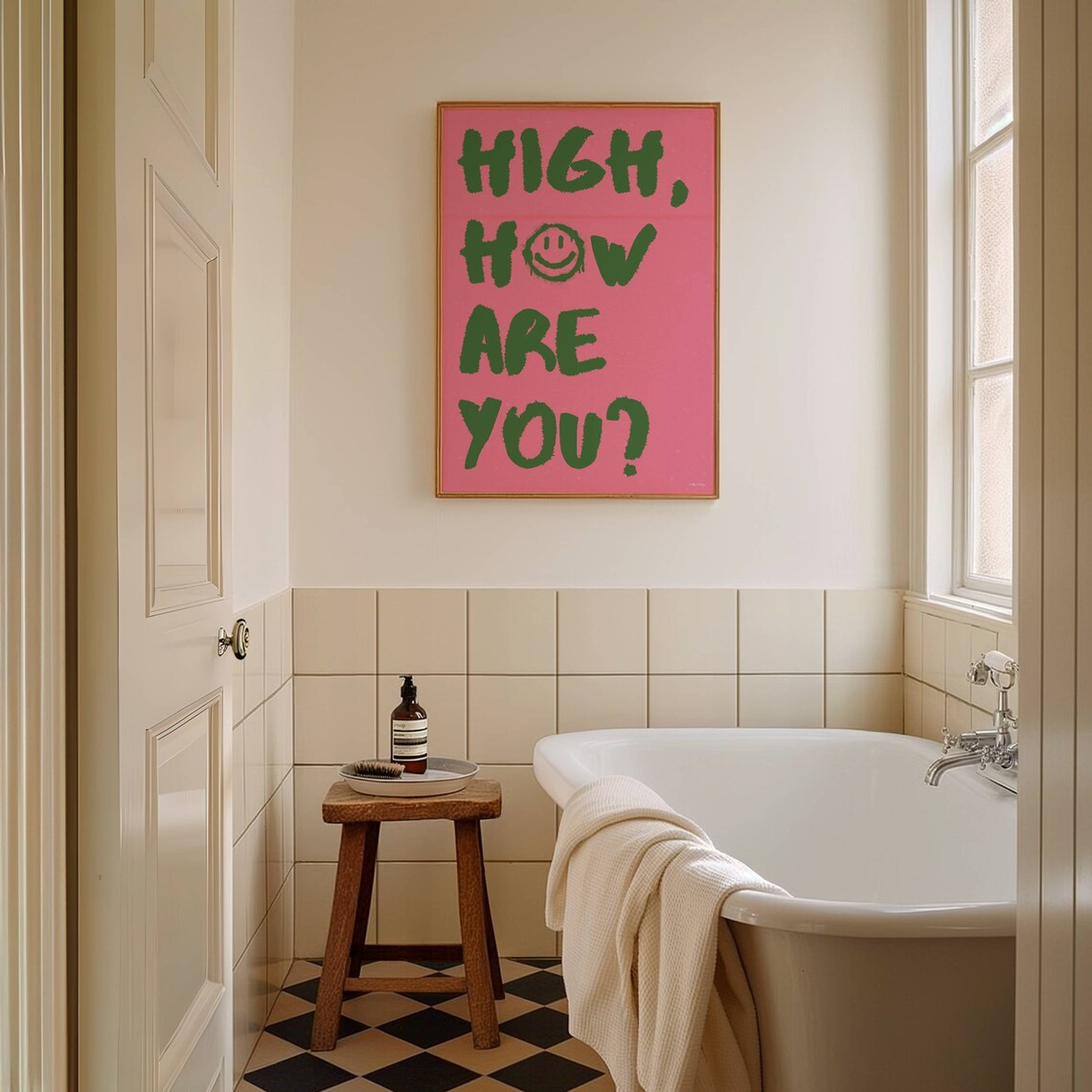 High How Are You Typography Art Print, Mid Century - Image 2