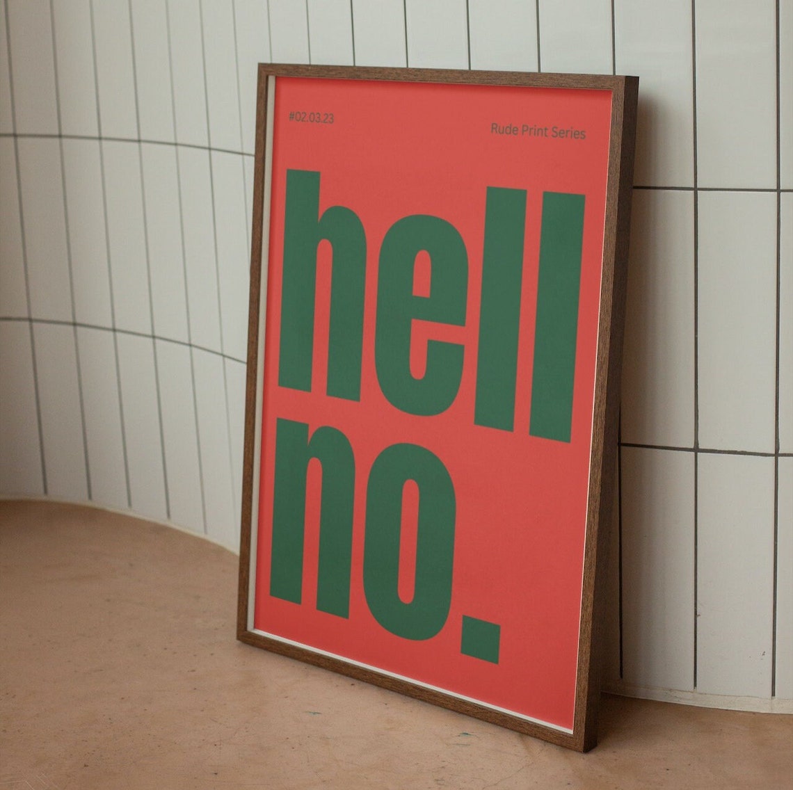 Red Green Hell No Bold Typography Statement Decor Wall Poster - Image 2