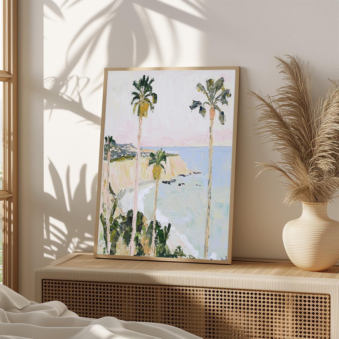 Palm Trees Coastal Cliff Ocean View Tropical Minimalist Poster