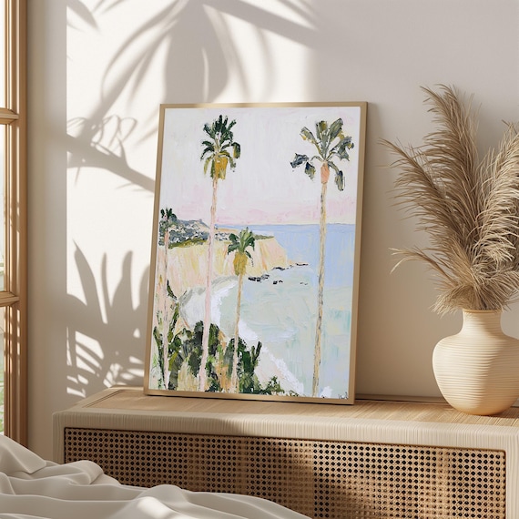 Palm Trees Coastal Cliff Ocean View Tropical Minimalist Poster