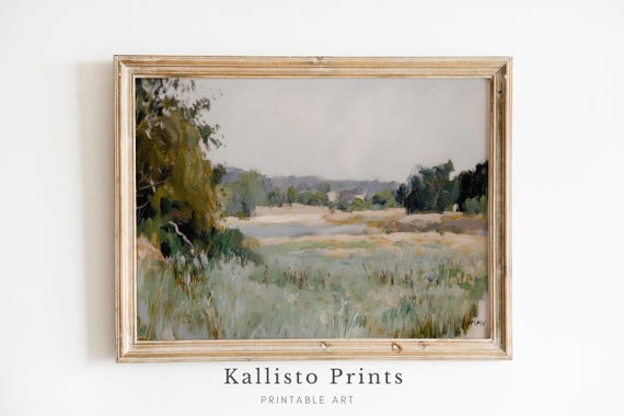 Tranquil Countryside Landscape With River Print Serene Wall Art Rustic Farmhouse Decor Download815