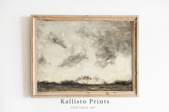 Moody Autumn Wall Art Abstract Sky Landscape Print Gray Tones Contemporary Print217