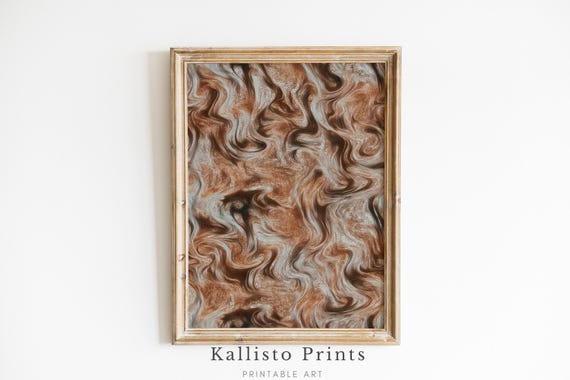 Brown Abstract Swirl Art Modern Fluid Texture Earthy Neutral Wall Decor Contemporary Artwork892