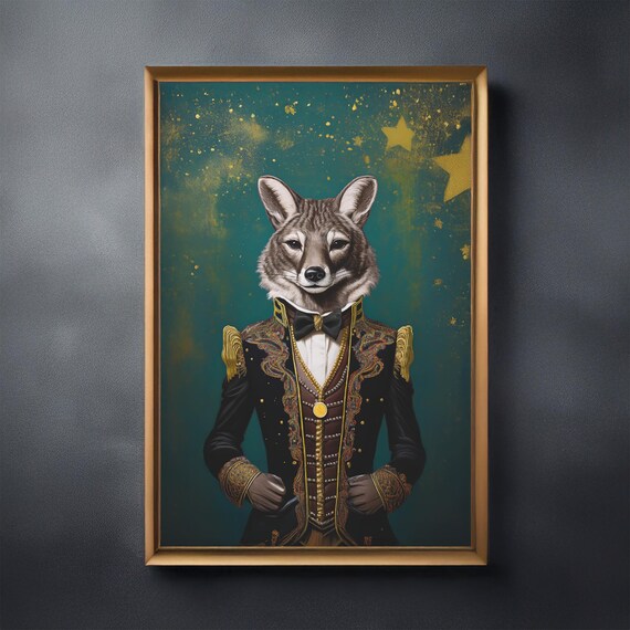 Regal Wolf Portrait File Majestic Anthropomorphic Animal Wall Art Luxury Wildlife For Elegant Home Office