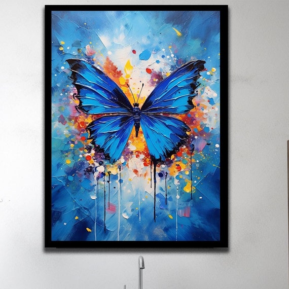 Butterfly Wall Art Butterfly Print Butterfly Decor Butterfly Wings Butterfly Gifts Framed Butterfly Blue Butterfly Unique Gift