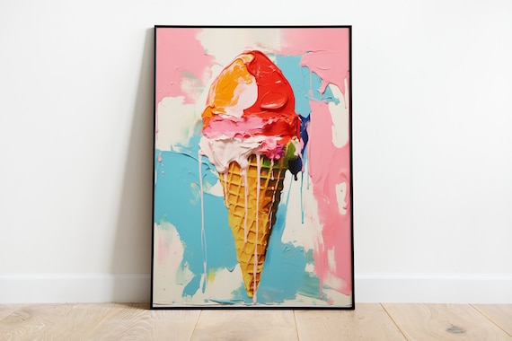 Ice Cream Retro Kitchen Art Print, Food Poster