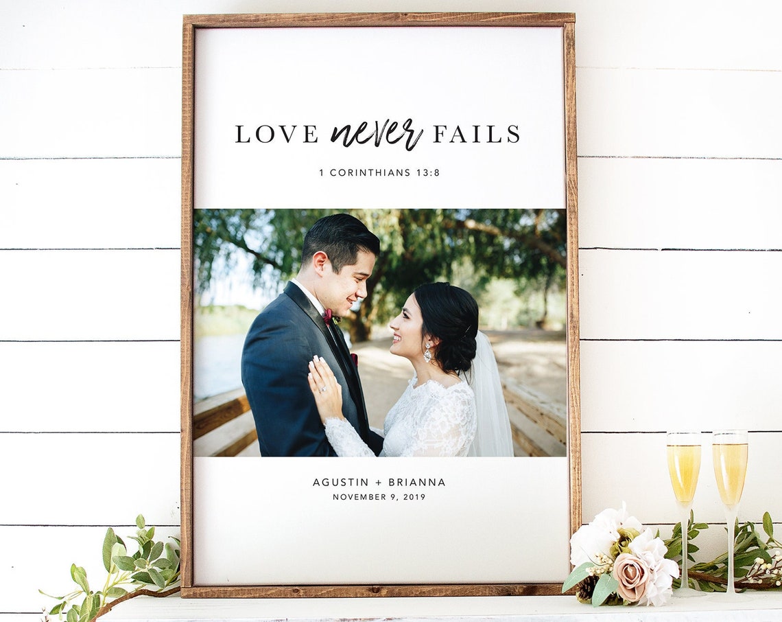Framed Wedding Picture And Scripture Custom Bible Verse Wood Framed Decor Anniversary Gift Many Sizes And Frame Colors Available - Image 3