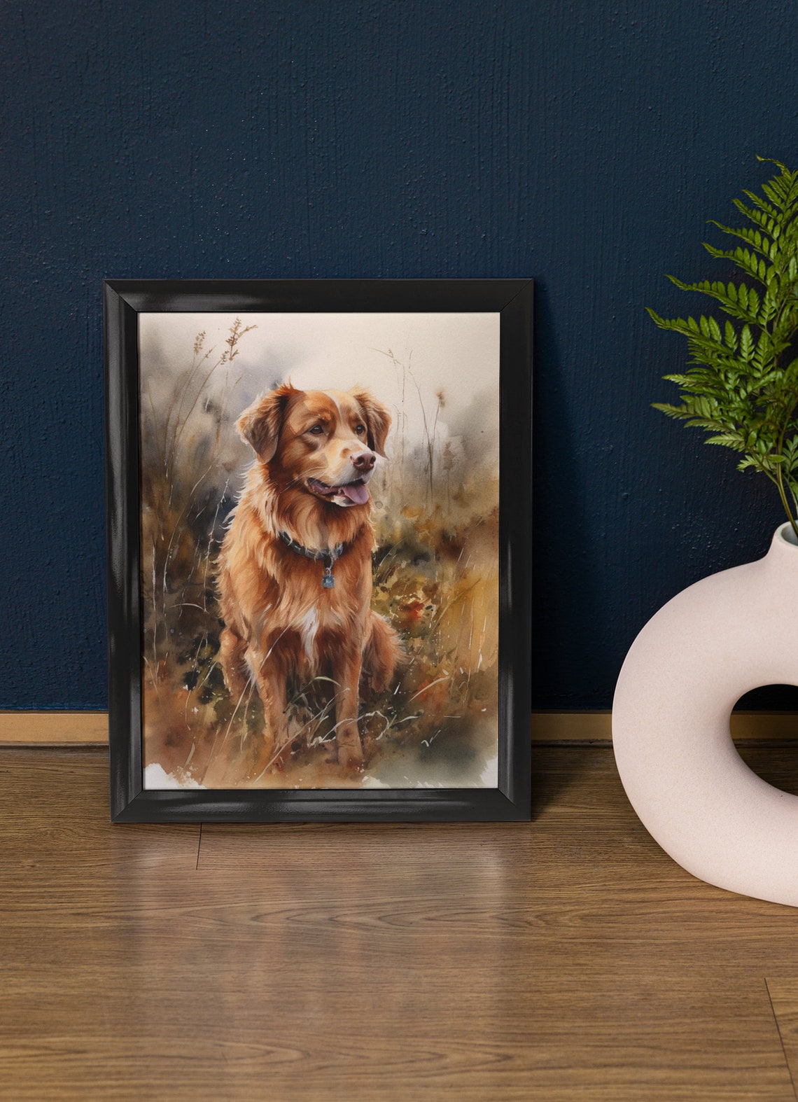 Nova Scotia Duck Tolling Retriever Sitting In Grass Watercolor Poster