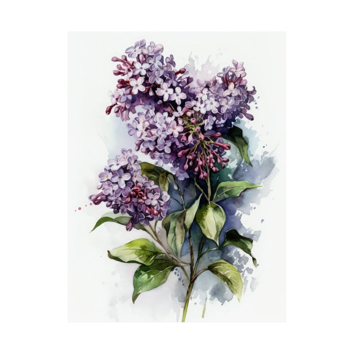 Fragrant Purple Lilac Sprigs Watercolor Botanical Floral Poster - Image 4