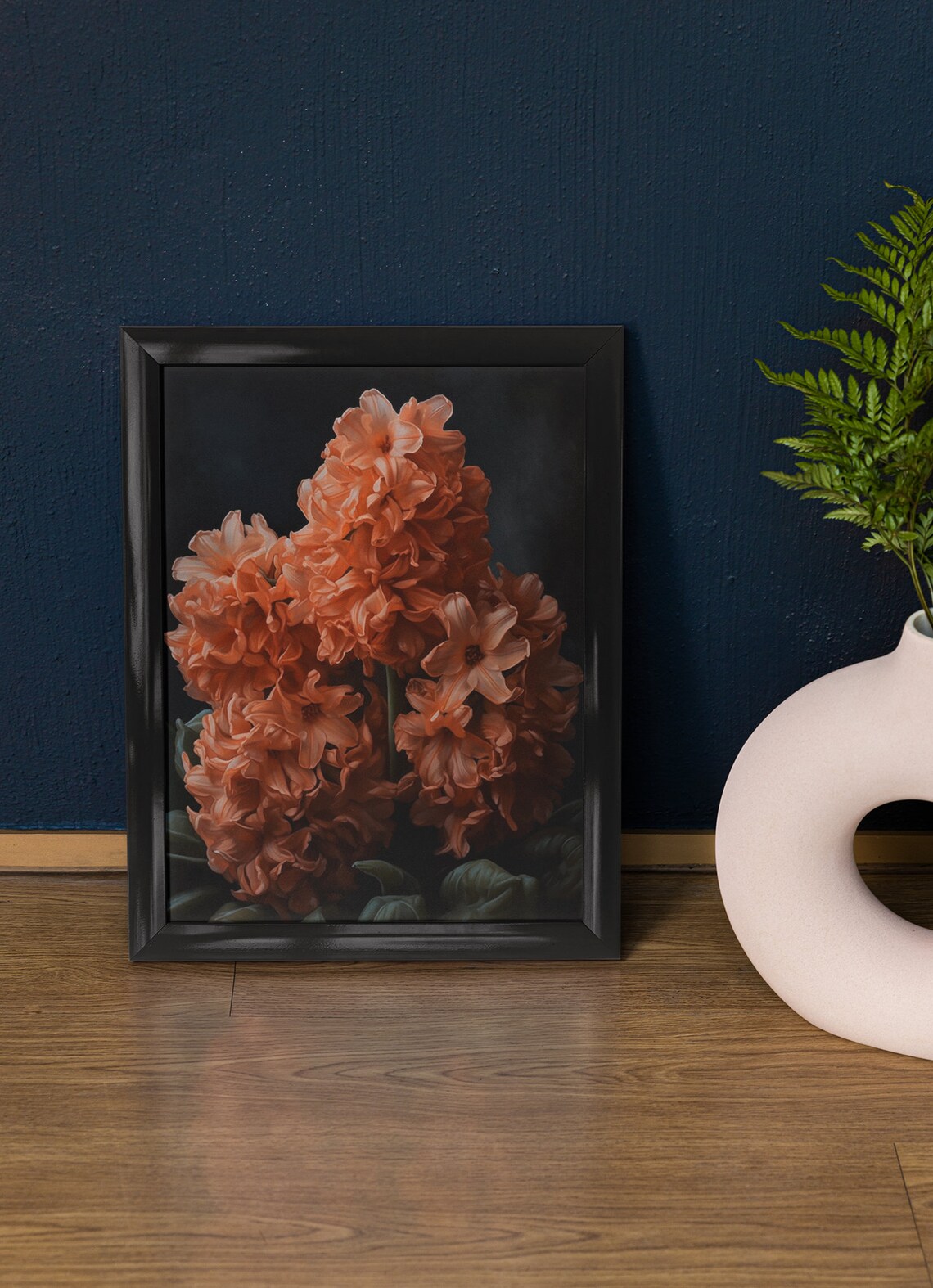 Apricot Hyacinth Blossom Close Up Dark Moody Floral Art Print