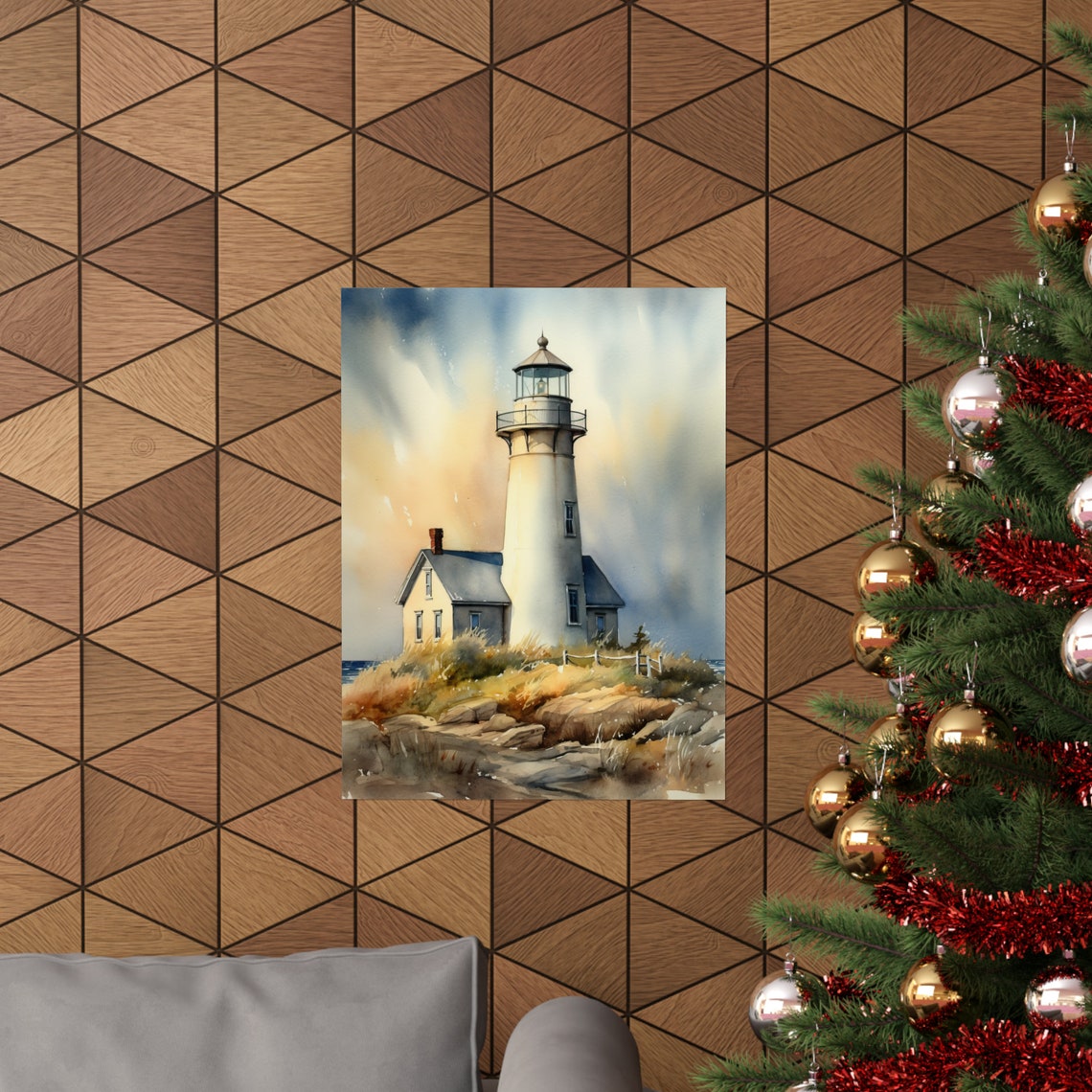 Lighthouse Art Print Lighthouse Painting Lighthouse Wall Art Beach Art Print Beach Wall Art Ocean Dcor Ocean Painting Ocean Theme - Image 3