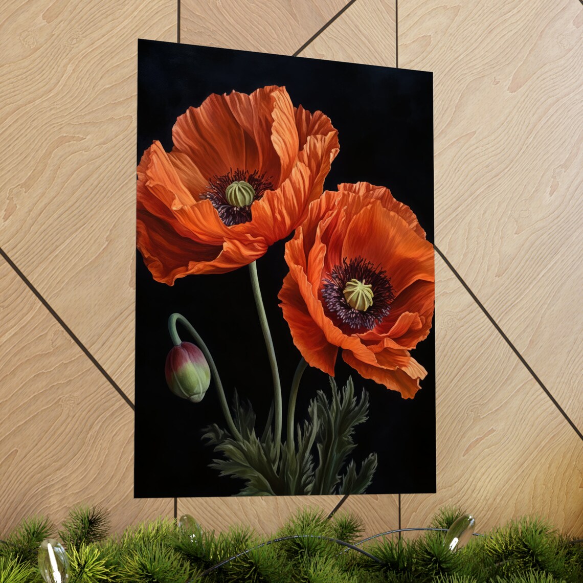 Coral Poppy Flower Art Print Flower Painting Flower Dcor Floral Art Print Floral Wall Art Painting Floral Artwork Botanical Print - Image 2