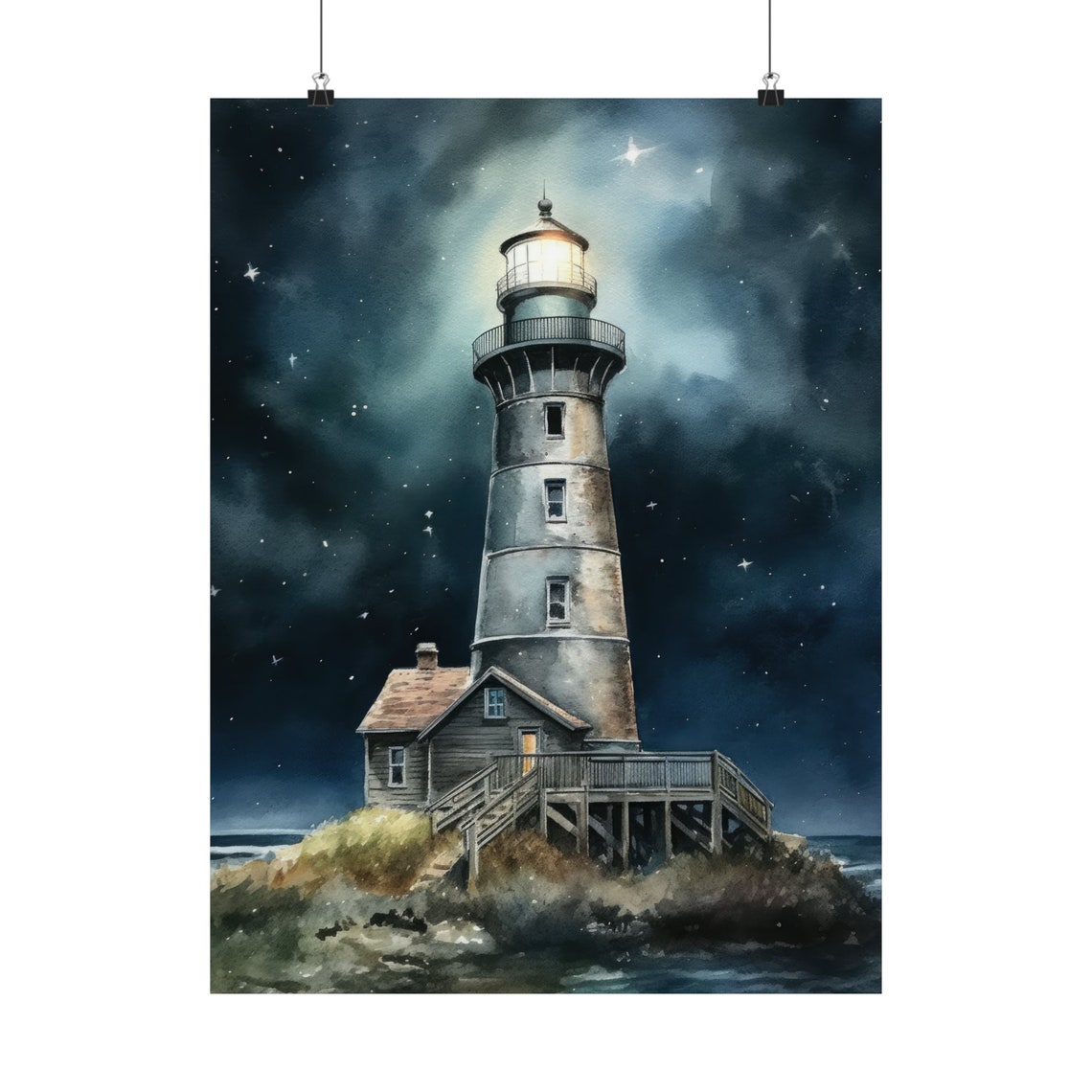 Lighthouse Art Print Lighthouse Painting Lighthouse Wall Art Beach Art Print Beach Wall Art Ocean Dcor Ocean Painting Ocean Theme - Image 5