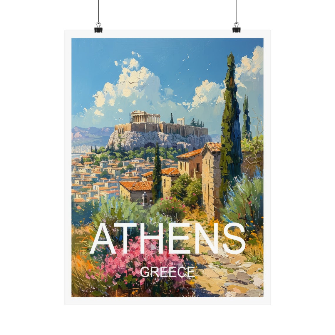 Athens Greece Acropolis Hill Ancient City View Travel Poster - Image 5