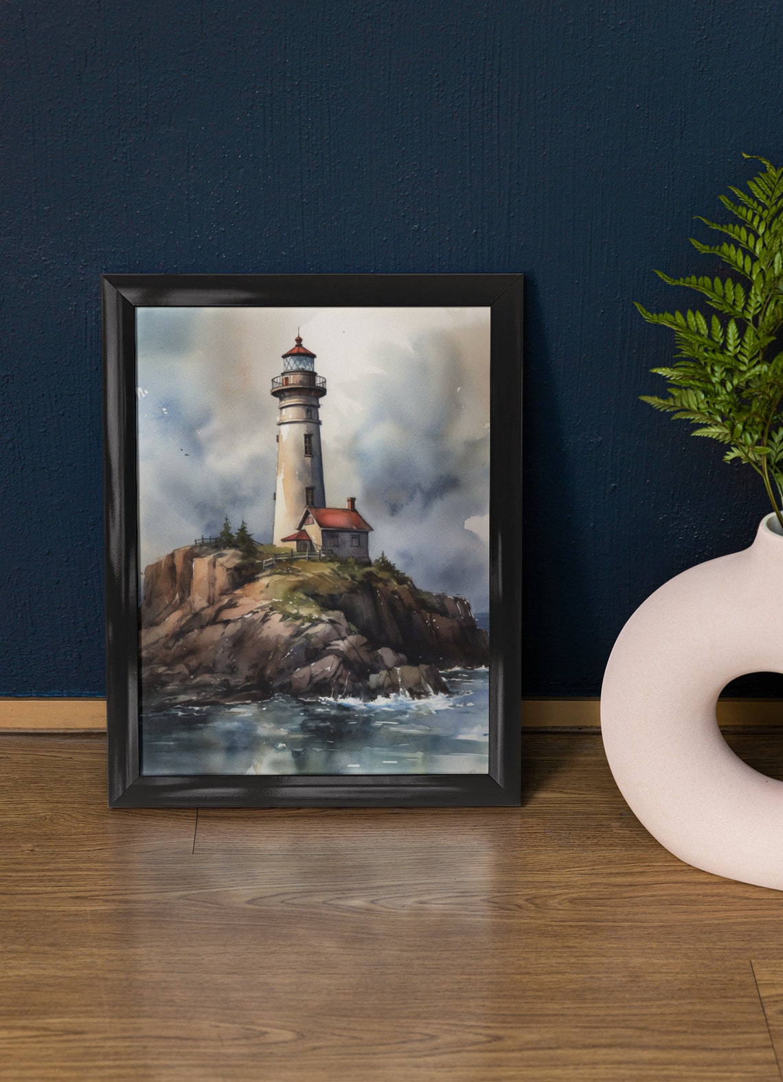 Lighthouse Art Print Lighthouse Painting Lighthouse Wall Art Beach Art Print Beach Wall Art Ocean Dcor Ocean Painting Ocean Theme