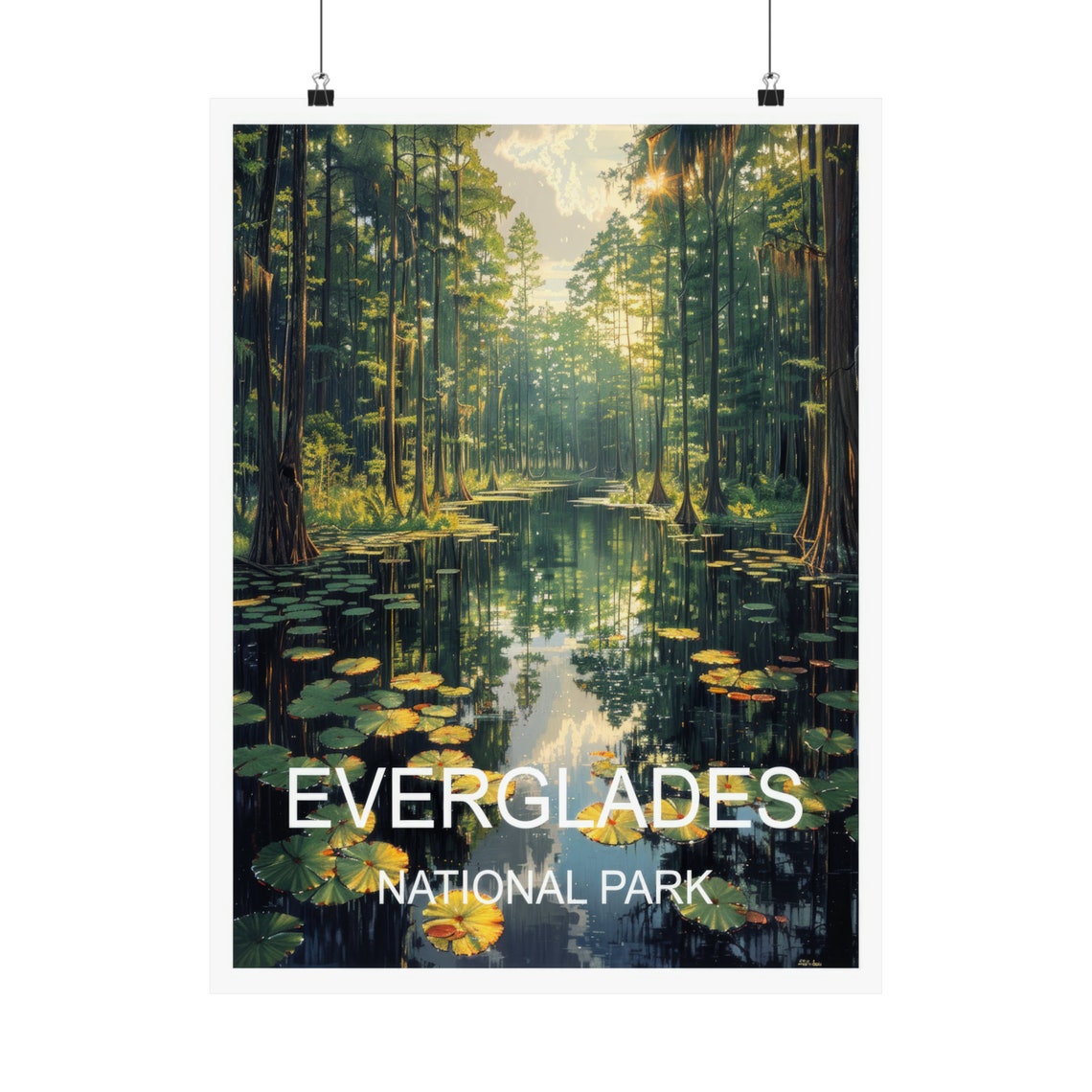 Everglades National Park Cypress Swamp Lily Pads Golden Light Poster - Image 5